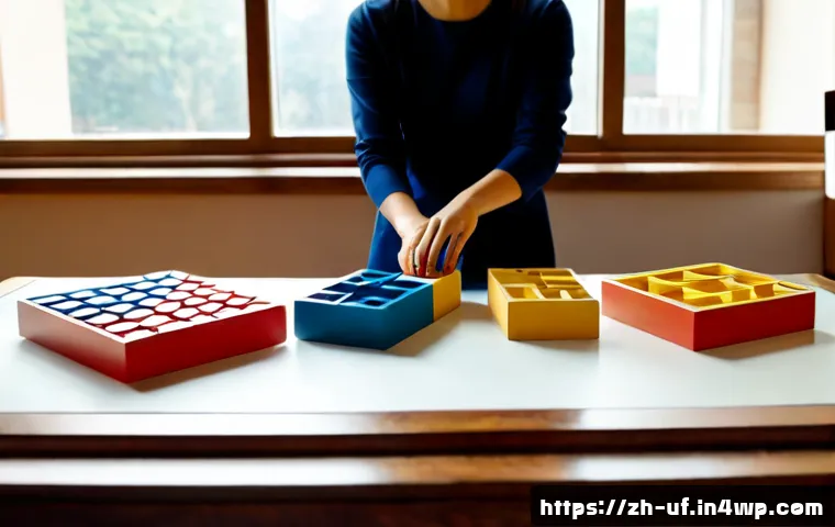 제약 기반 창의성의 이론적 근거 - Photorealistic creative studio scene, an adult designer arranging a limited set of colorful geometri...